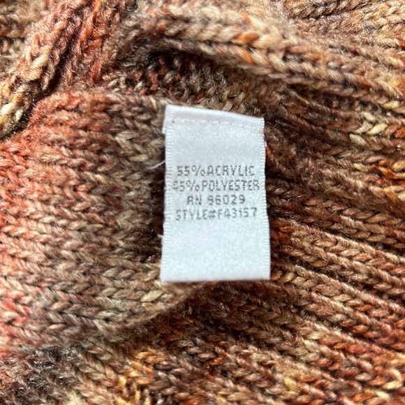 Ponsesa hoodie style sweater.  Cable knit brown & tan.  Size large. - Picture 3 of 12